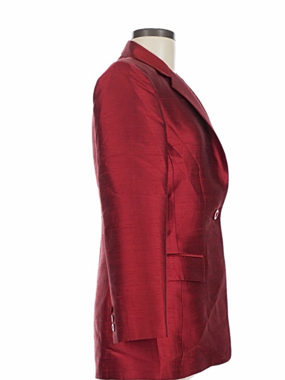 Vintage Oscar by Oscar de la Renta Tailored Red Shantung Silk Blazer | SIZE 6 - Picture 6 of 11